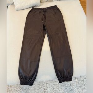 Avec Les Filles Dark Brown leather Joggers